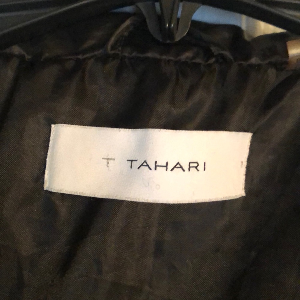 T Tahari Black Puffer Coat with Fur Trim - Picture 2 of 4